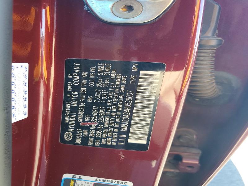 53999996 :رقم المزاد ، KM8J33A24HU528007 vin ، 2017 Hyundai Tucson مزاد بيع