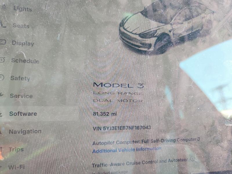 54828486 :رقم المزاد ، 5YJ3E1EB7NF167043 vin ، 2022 Tesla Model 3 مزاد بيع