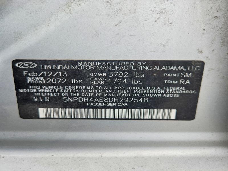 Aukcja sprzedaży 2013 Hyundai Elantra, vin: 5NPDH4AE8DH292548, numer aukcji: 54807256