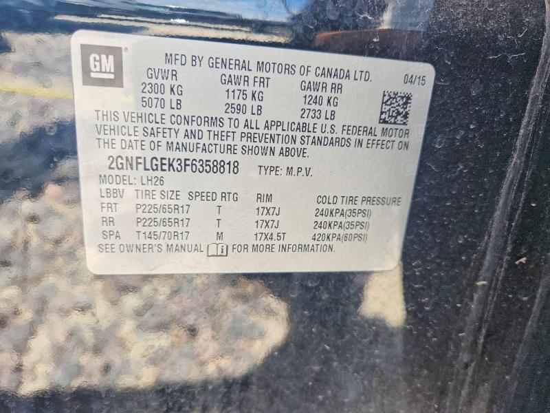 Aukcja sprzedaży 2015 Chevrolet Equinox, vin: 2GNFLGEK3F6358818, numer aukcji: 52957926
