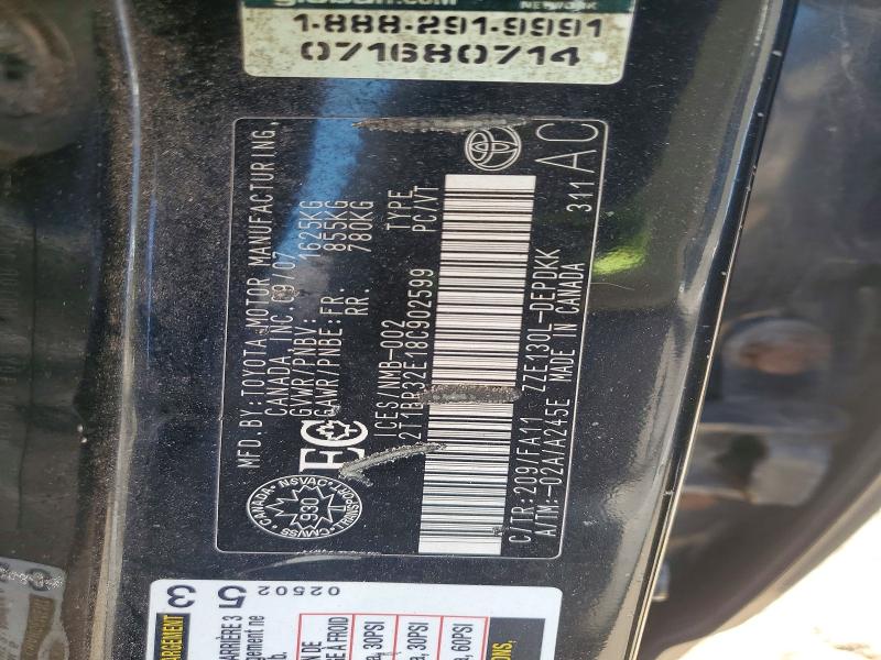 Продаж на аукціоні авто 2008 Toyota Corolla, vin: 2T1BR32E18C902599, номер лоту: 52143466