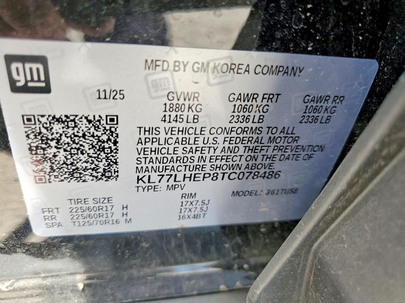 Aukcja sprzedaży 2026 Chevrolet Trax, vin: KL77LHEP8TC078486, numer aukcji: 55101096