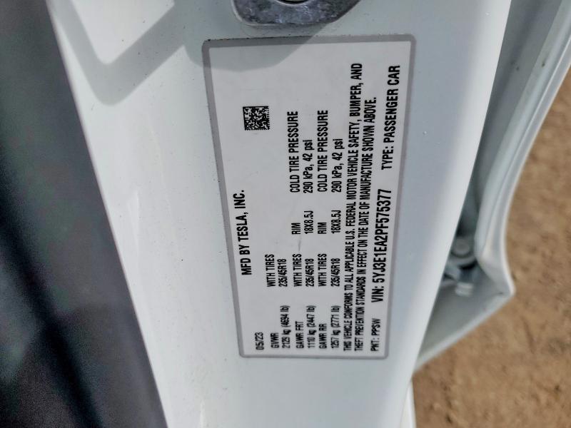 Продаж на аукціоні авто 2023 Tesla Model 3, vin: 5YJ3E1EA2PF575377, номер лоту: 54236326