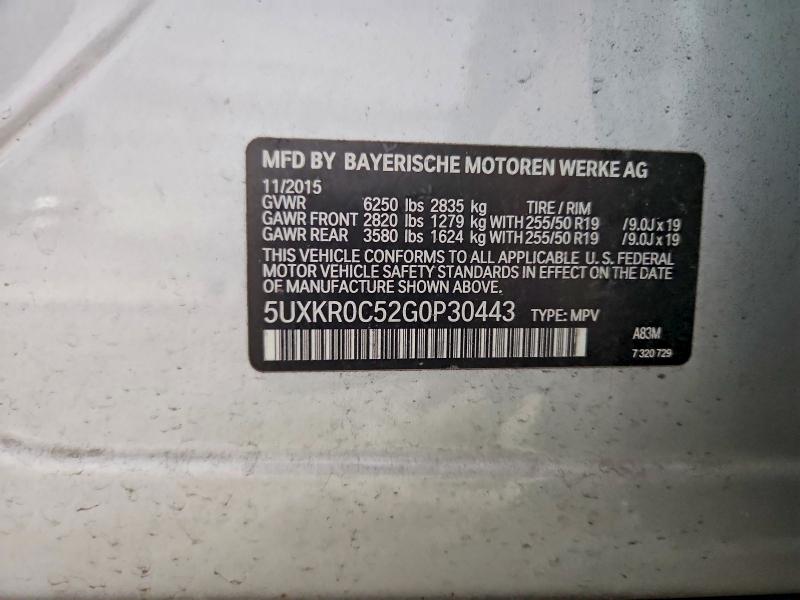 54551976 :رقم المزاد ، 5UXKR0C52G0P30443 vin ، 2016 Bmw X5 مزاد بيع