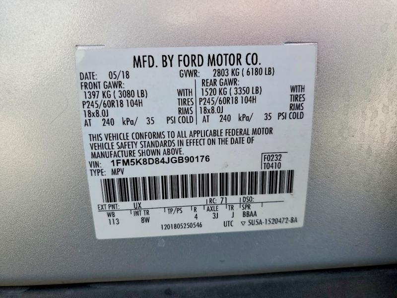 Aukcja sprzedaży 2018 Ford Explorer, vin: 1FM5K8D84JGB90176, numer aukcji: 54938076