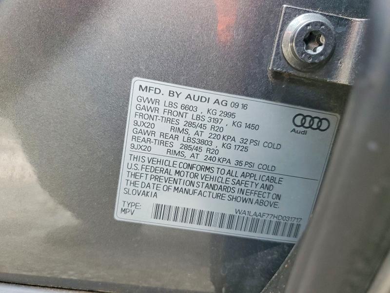 53120986 :رقم المزاد ، WA1LAAF77HD031717 vin ، 2017 Audi Q7 مزاد بيع