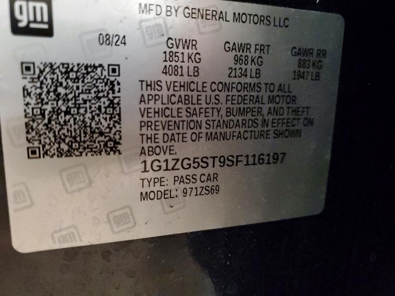 53030886 :رقم المزاد ، 1G1ZG5ST9SF116197 vin ، 2025 Chevrolet Malibu مزاد بيع