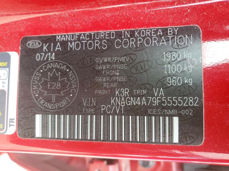 51827846 :رقم المزاد ، KNAGN4A79F5555282 vin ، 2015 Kia Optima مزاد بيع