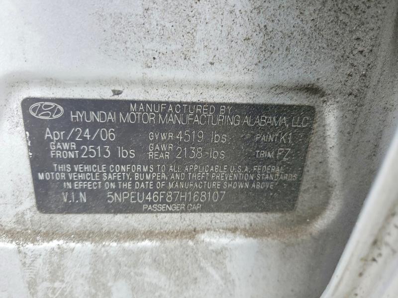 Aukcja sprzedaży 2007 Hyundai Sonata, vin: 5NPEU46F87H168107, numer aukcji: 52890066