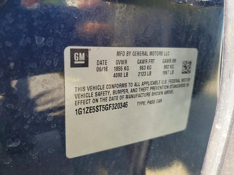 52544156 :رقم المزاد ، 1G1ZE5ST5GF320346 vin ، 2016 Chevrolet Malibu مزاد بيع