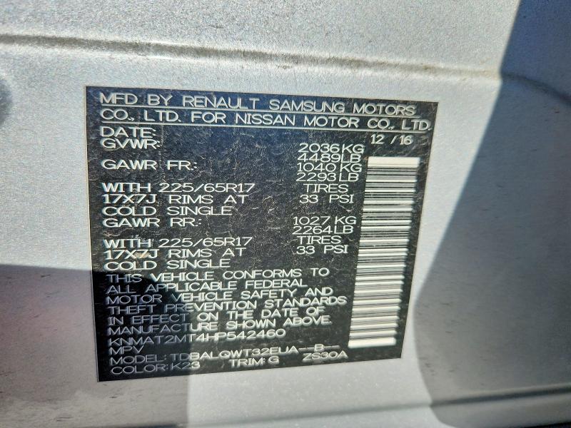 Aukcja sprzedaży 2017 Nissan Rogue, vin: KNMAT2MT4HP542460, numer aukcji: 53451756