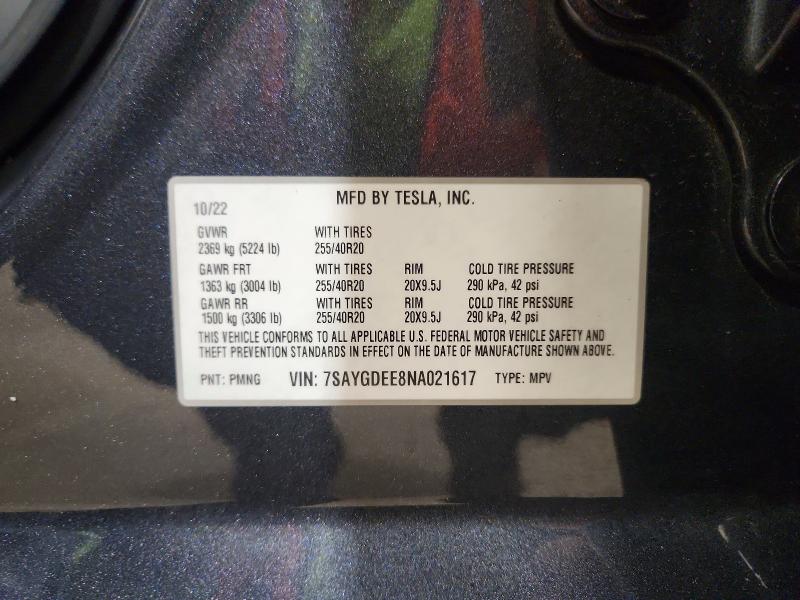 Aukcja sprzedaży 2022 Tesla Model Y, vin: 7SAYGDEE8NA021617, numer aukcji: 51416236