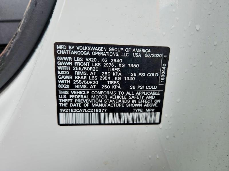 Aukcja sprzedaży 2020 Volkswagen Atlas Cross Sport, vin: 1V21E2CA7LC218377, numer aukcji: 54368656
