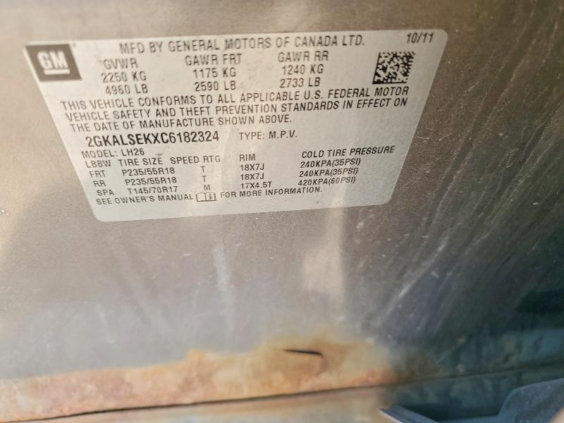 Продаж на аукціоні авто 2012 Gmc Terrain, vin: 2GKALSEKXC6182324, номер лоту: 52658406