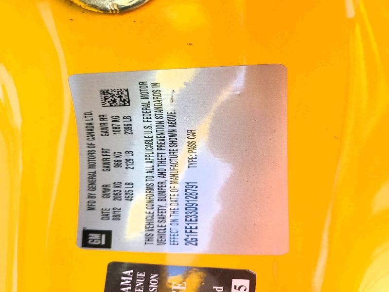 Aukcja sprzedaży 2013 Chevrolet Camaro, vin: 2G1FE1E33D9128791, numer aukcji: 51989986