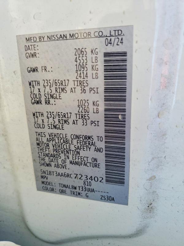 Продаж на аукціоні авто 2024 Nissan Rogue, vin: 5N1BT3AA6RC723402, номер лоту: 52916496