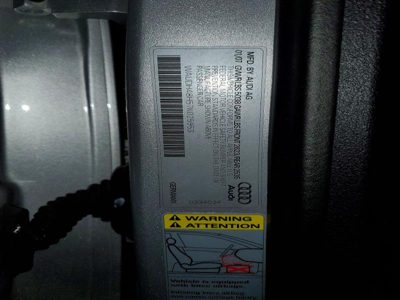 Продаж на аукціоні авто 2007 Audi A4, vin: WAUDH48H57K025953, номер лоту: 52242946