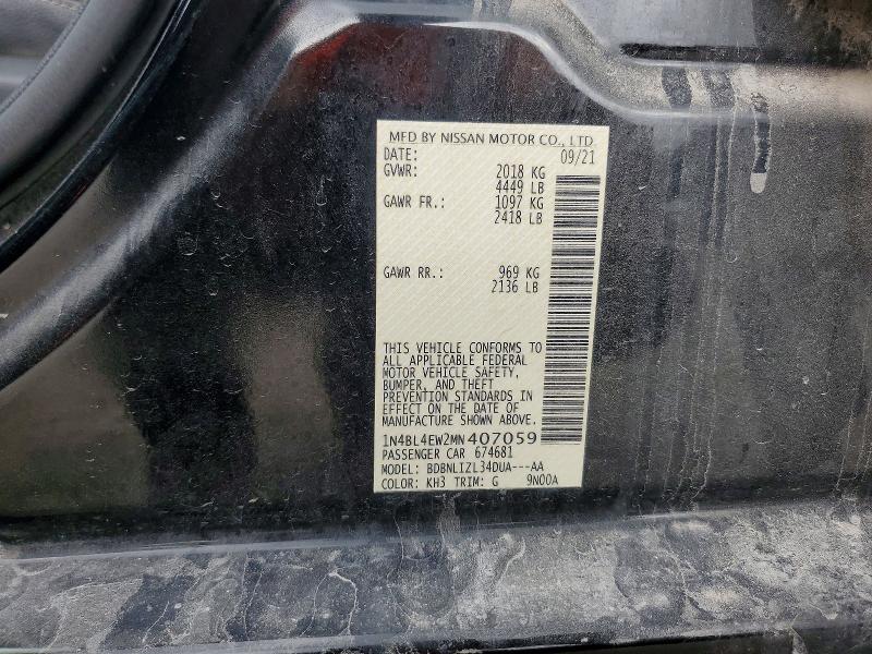 Aukcja sprzedaży 2021 Nissan Altima, vin: 1N4BL4EW2MN407059, numer aukcji: 54148946