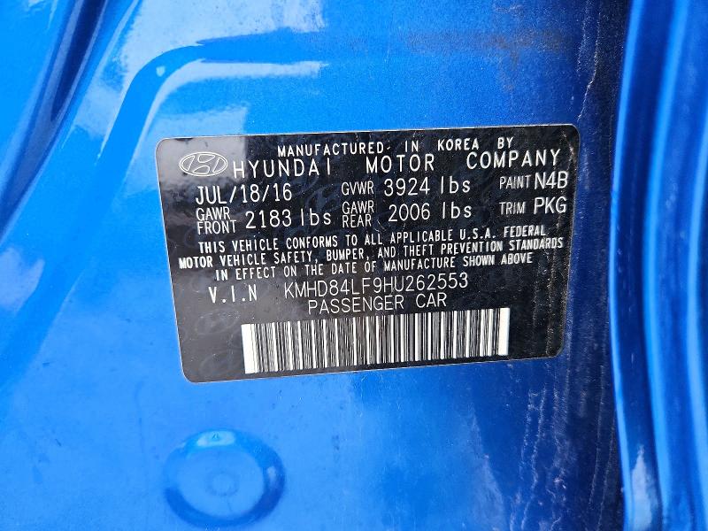 Aukcja sprzedaży 2017 Hyundai Elantra, vin: KMHD84LF9HU262553, numer aukcji: 53989256