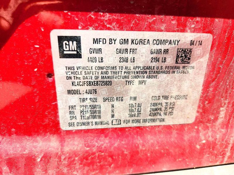 52783776 :رقم المزاد ، KL4CJFSBXEB725820 vin ، 2014 Buick Encore مزاد بيع