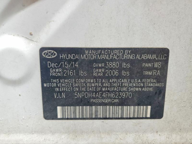 Продаж на аукціоні авто 2015 Hyundai Elantra, vin: 5NPDH4AE4FH623970, номер лоту: 52646216