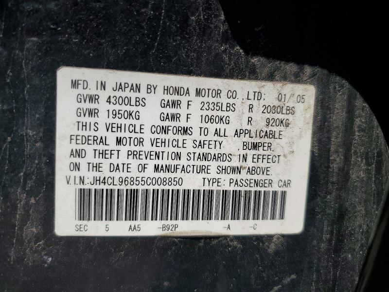 Продаж на аукціоні авто 2005 Acura Tsx, vin: JH4CL96855C008850, номер лоту: 53297386