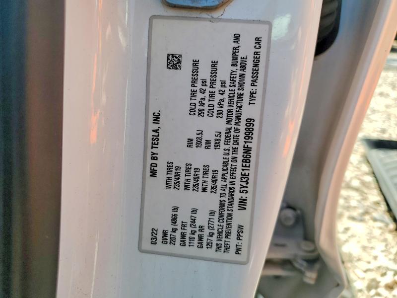 Продажа на аукционе авто 2022 Tesla Model 3, vin: 5YJ3E1EB6NF199899, номер лота: 52992896