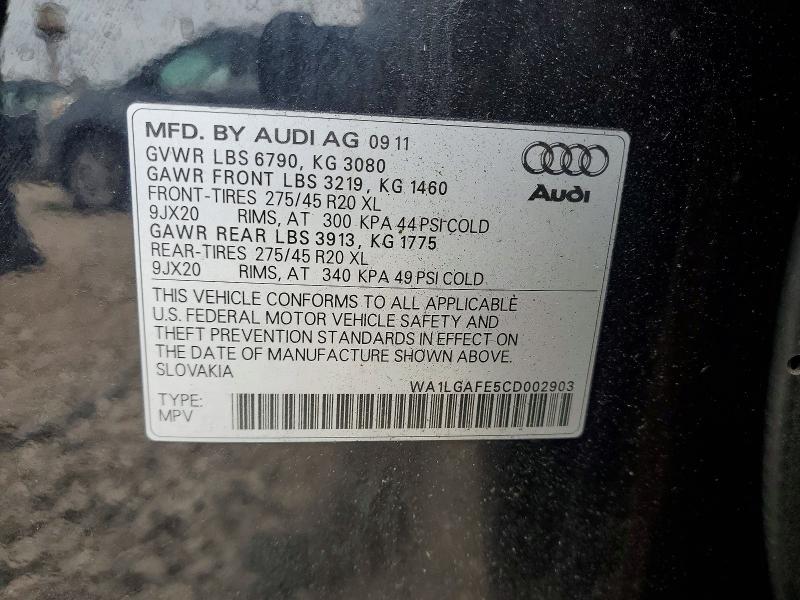 53927546 :رقم المزاد ، WA1LGAFE5CD002903 vin ، 2012 Audi Q7 مزاد بيع