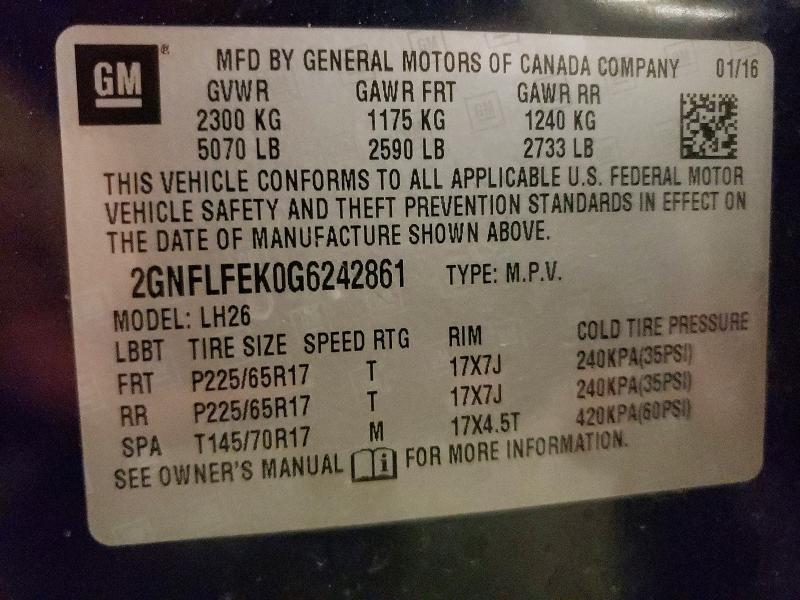 2016 Chevrolet Equinox მანქანა იყიდება აუქციონზე, vin: 2GNFLFEK0G6242861, აუქციონის ნომერი: 54843946