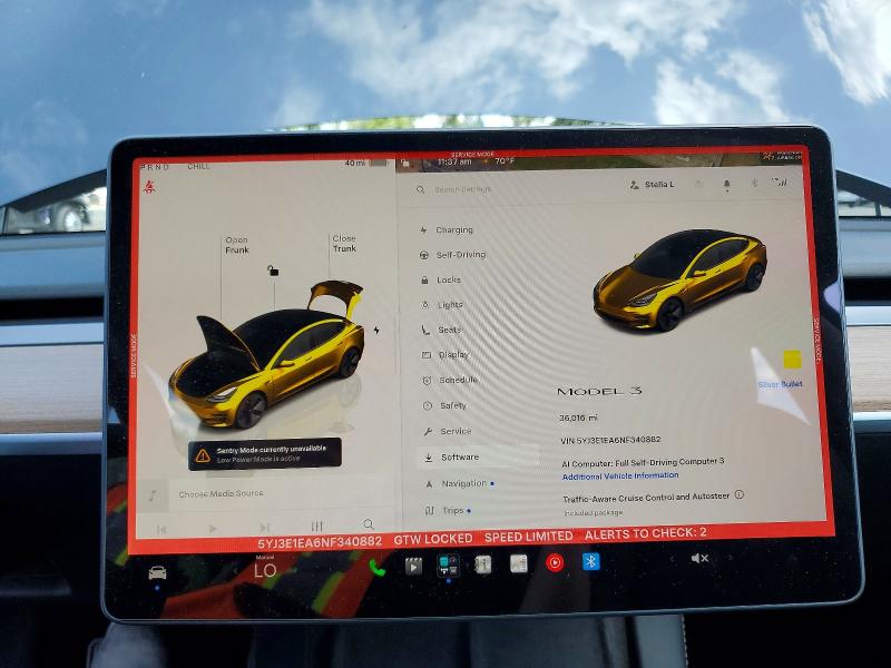 2022 Tesla Model 3 მანქანა იყიდება აუქციონზე, vin: 5YJ3E1EA6NF340882, აუქციონის ნომერი: 54908806
