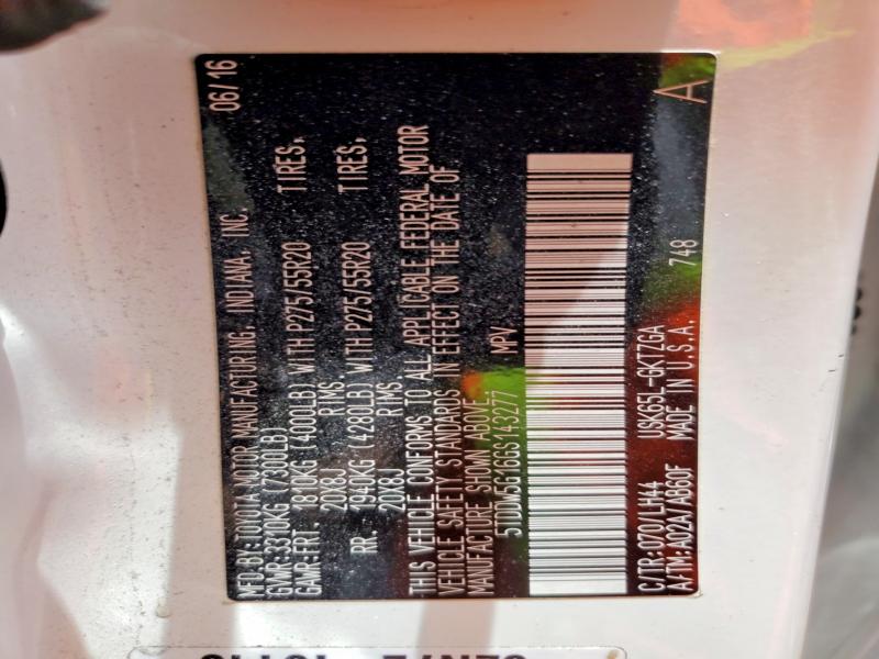 Aukcja sprzedaży 2016 Toyota Sequoia, vin: 5TDDW5G16GS143277, numer aukcji: 55006246