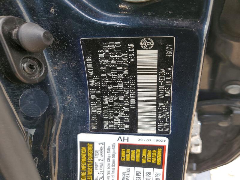 54692676 :رقم المزاد ، 4T1BD1EBXFU045313 vin ، 2015 Toyota Avalon Hybrid مزاد بيع