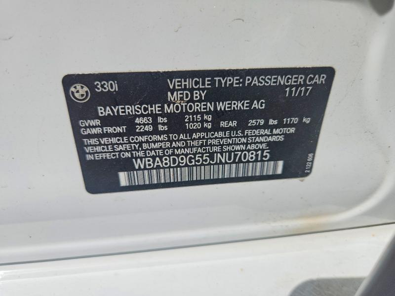 Aukcja sprzedaży 2018 Bmw 330, vin: WBA8D9G55JNU70815, numer aukcji: 53946266