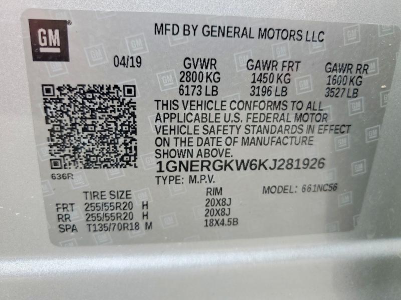 Aukcja sprzedaży 2019 Chevrolet Traverse, vin: 1GNERGKW6KJ281926, numer aukcji: 53277606