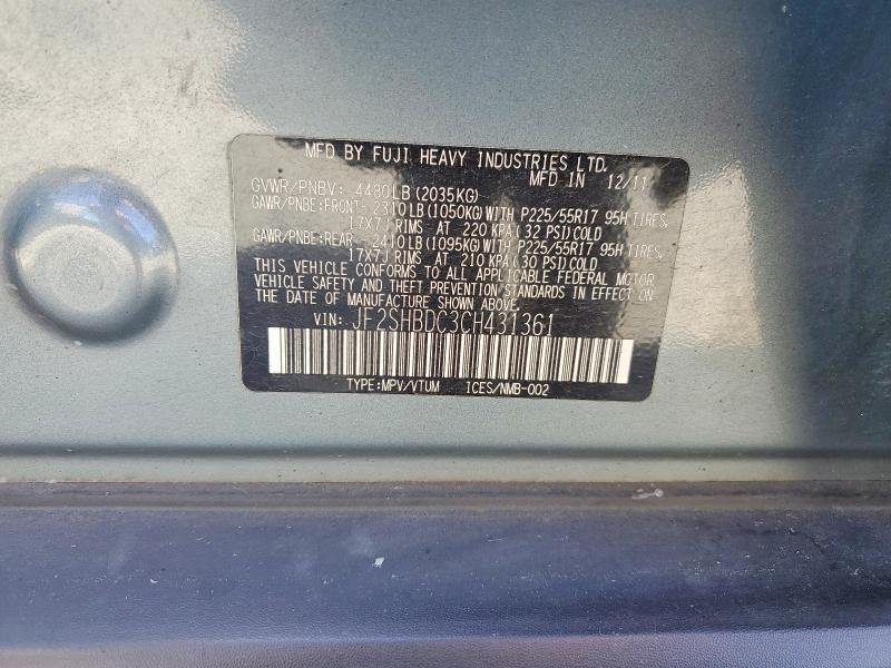 Aukcja sprzedaży 2012 Subaru Forester, vin: JF2SHBDC3CH431361, numer aukcji: 54142596