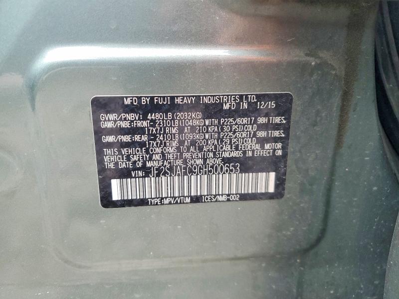Продажа на аукционе авто 2016 Subaru Forester, vin: JF2SJAFC9GH500653, номер лота: 52516056