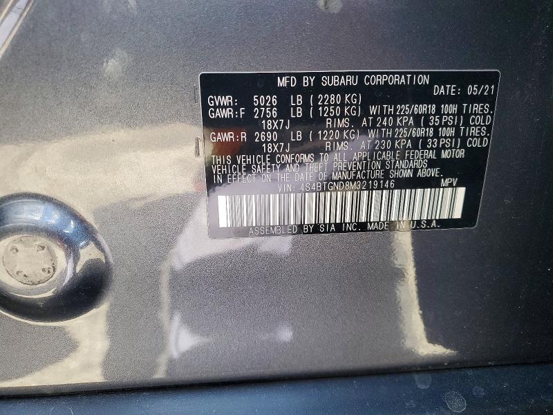 Продажа на аукционе авто 2021 Subaru Outback, vin: 4S4BTGND8M3219146, номер лота: 51905966