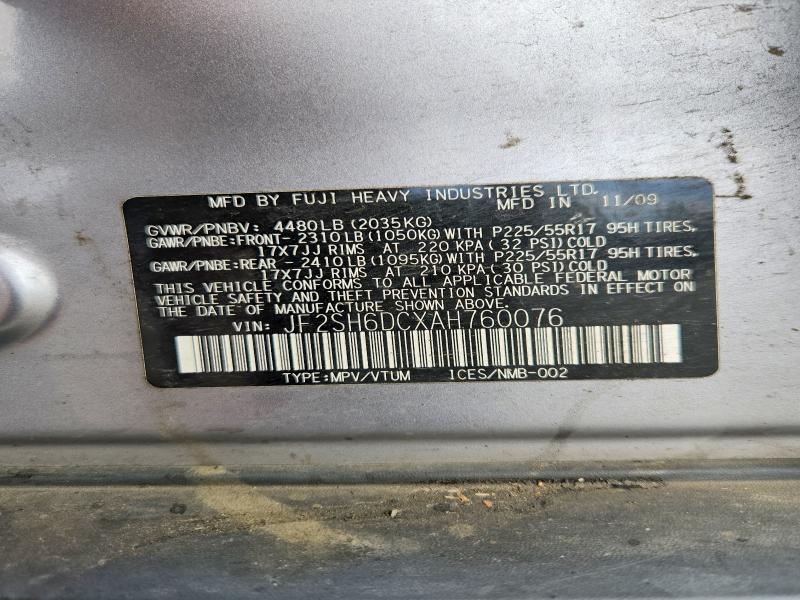 Продаж на аукціоні авто 2010 Subaru Forester, vin: JF2SH6DCXAH760076, номер лоту: 53837726
