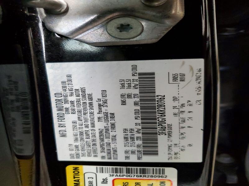 2019 Ford Fusion მანქანა იყიდება აუქციონზე, vin: 3FA6P0G76KR280962, აუქციონის ნომერი: 53626726