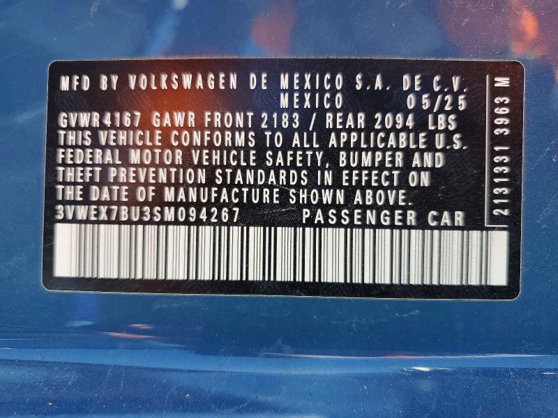 Продажа на аукционе авто 2025 Volkswagen Jetta, vin: 3VWEX7BU3SM094267, номер лота: 51684456