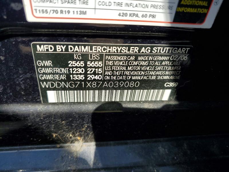 Aukcja sprzedaży 2007 Mercedes-benz S, vin: WDDNG71X87A039080, numer aukcji: 54118246