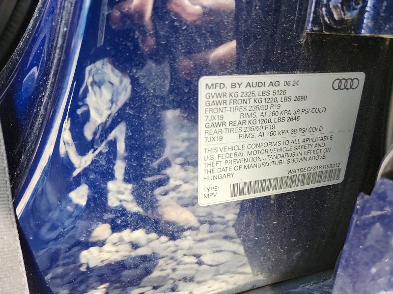 55208846 :رقم المزاد ، WA1DECF31R1159312 vin ، 2024 Audi Q3 مزاد بيع