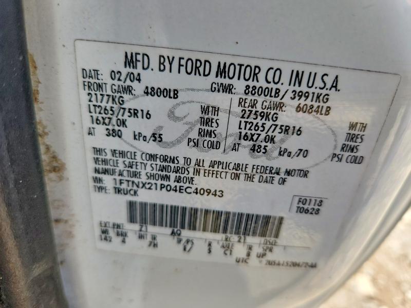 Продажа на аукционе авто 2004 Ford F250, vin: 1FTNX21P04EC40943, номер лота: 54240436