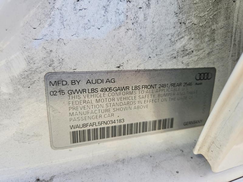 54553246 :رقم المزاد ، WAUBFAFL5FN034183 vin ، 2015 Audi A4 مزاد بيع