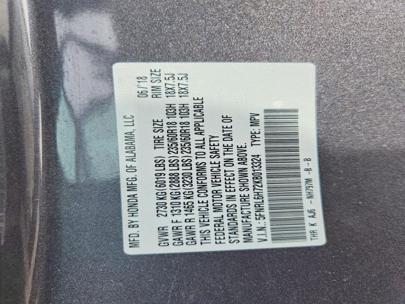 2019 Honda Odyssey მანქანა იყიდება აუქციონზე, vin: 5FNRL6H72KB013324, აუქციონის ნომერი: 51831576