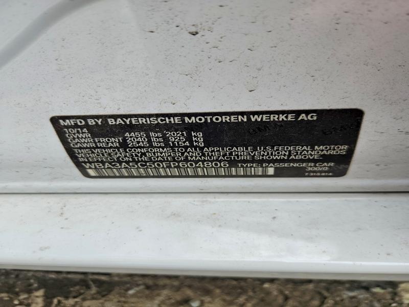 2015 Bmw 328 მანქანა იყიდება აუქციონზე, vin: WBA3A5C50FP604806, აუქციონის ნომერი: 54854536