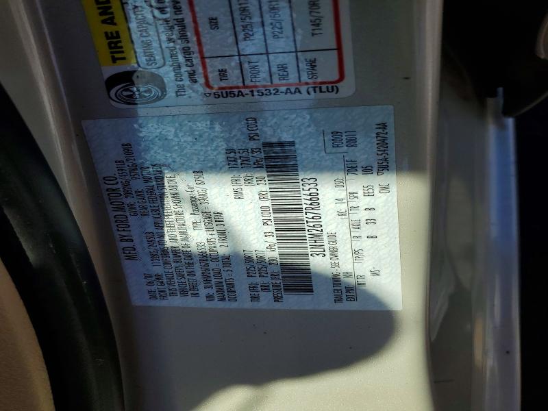 54039036 :رقم المزاد ، 3LNHM26T67R666533 vin ، 2007 Lincoln Mkz مزاد بيع