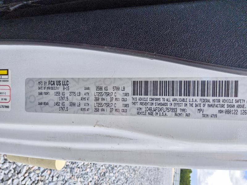 Продажа на аукционе авто 2015 Jeep Wrangler Unlimited, vin: 1C4BJWFGXFL757993, номер лота: 53405306
