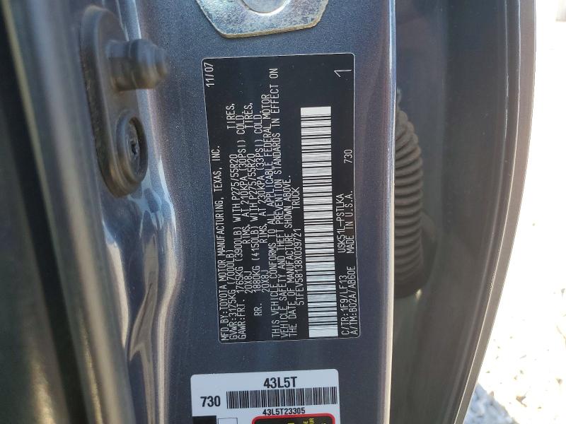 Aukcja sprzedaży 2008 Toyota Tundra, vin: 5TFEV58138X039721, numer aukcji: 52462376