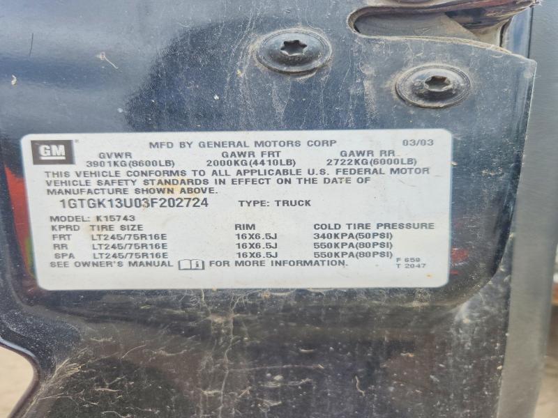 Продажа на аукционе авто 2003 Gmc Sierra, vin: 1GTGK13U03F202724, номер лота: 52439906